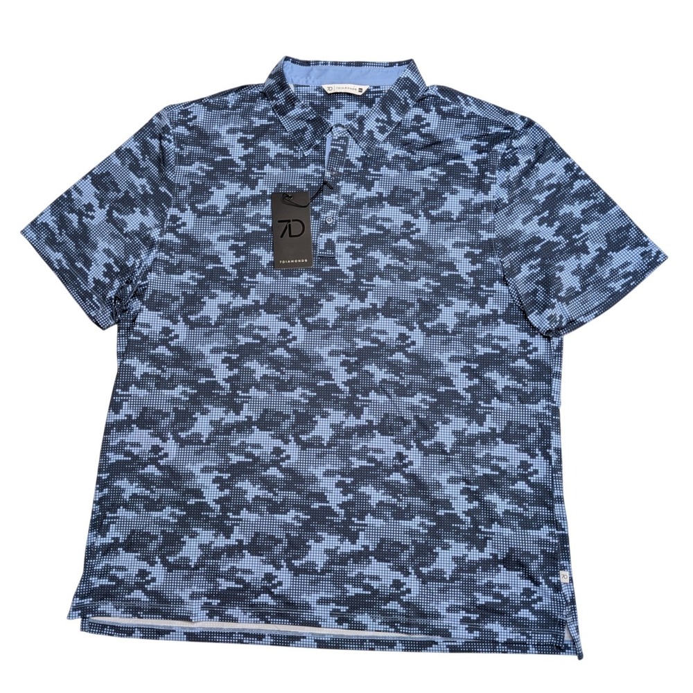 NWT 7Diamonds Euston 4-Way Stretch Golf Polo Mens XXL Navy Camo